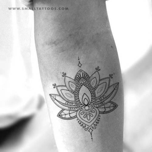 Ornamental lotus flower temporary tattoo, get it here ►... fine line;flower;lotus flower;ornamental;nature;temporary