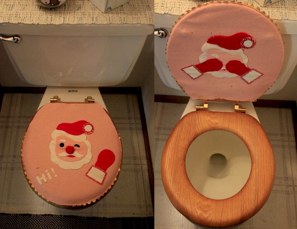 Santa Claus toilet seat cover ca. 1960's-1970's