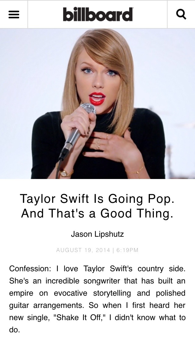 Sound Bites — Taylor Swift Wasn’t Pop? Who Knew? The headline...