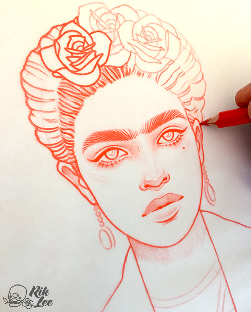 Viva la Frida!A few stages in illustrating the amazing Frida...