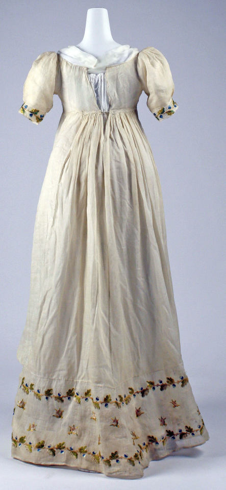 Ephemeral Elegance — Embroidered Cotton Muslin Dress, ca. 1807-10 via...