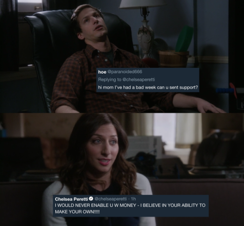 beatcopjake:b99 + chelsea being a mom on twitter for mother’s...