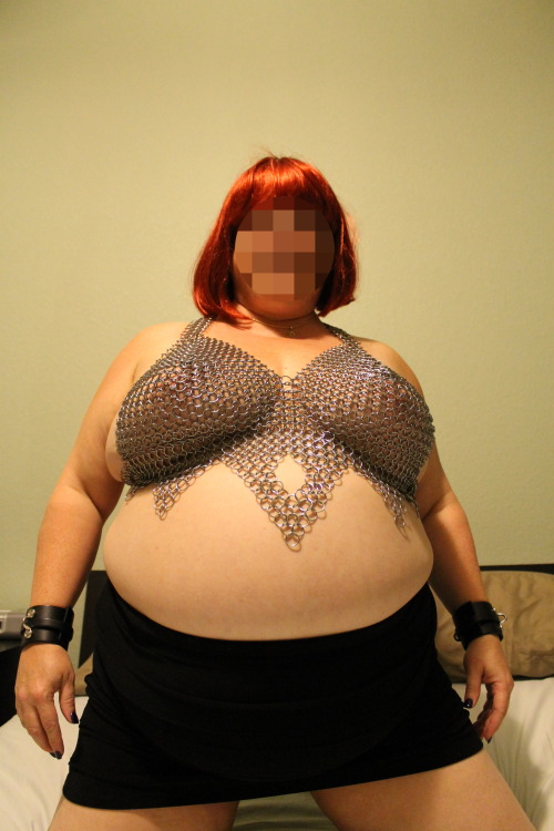 redlightcouple:More of the awesome chainmail bra.  Very sexy...