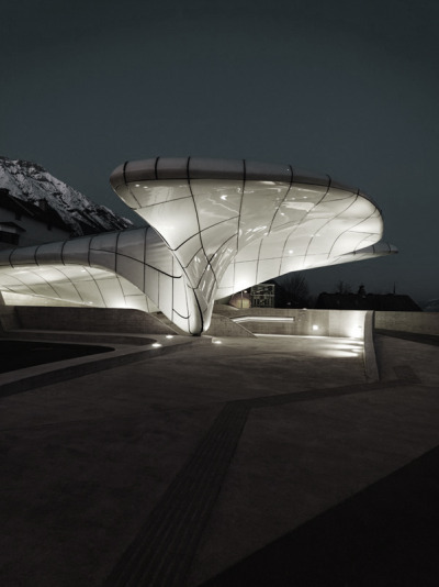 architectureuberalles:<br /><br />Nordpark Railway Stations (2004-2007) Innsbruck, Austria. Zaha Hadid.