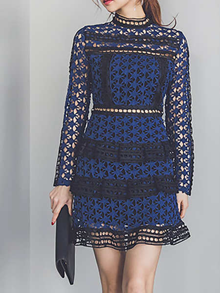 winriirockbell:Dark Blue Midi Dress 