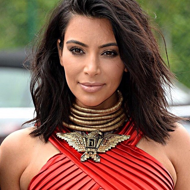 SLFMag - Kim Kardashian in embellished eagle Lanvin choker.