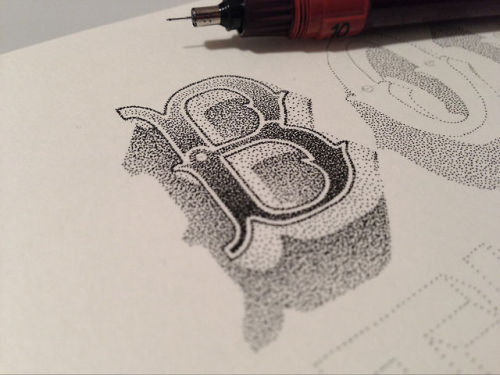 From sketch to final typography made out of 0.01mm dots by...