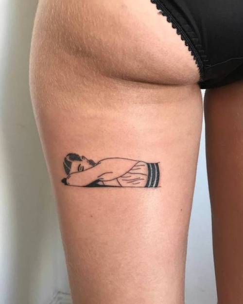 By René, done at Paradise, Melbourne. http://ttoo.co/p/25782 women;thigh;facebook;blackwork;twitter;medium size;rene;other;illustrative