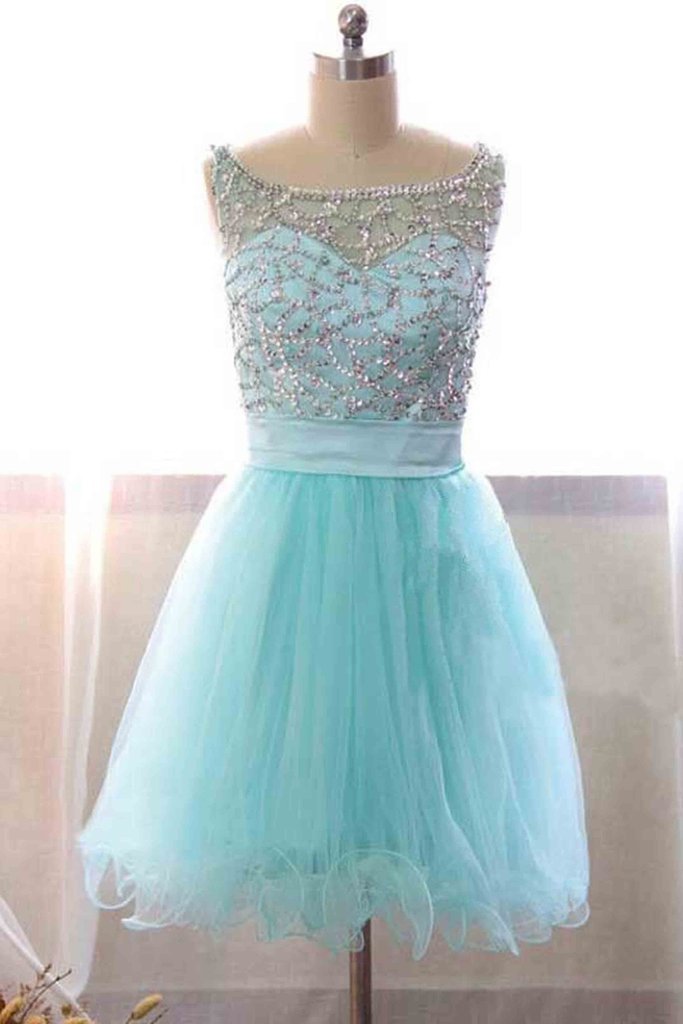 Beaded light blue organza short prom dress /... - Prom Dress Blog