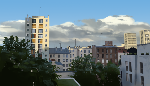 Still trying to work on color and light.Made from my window 