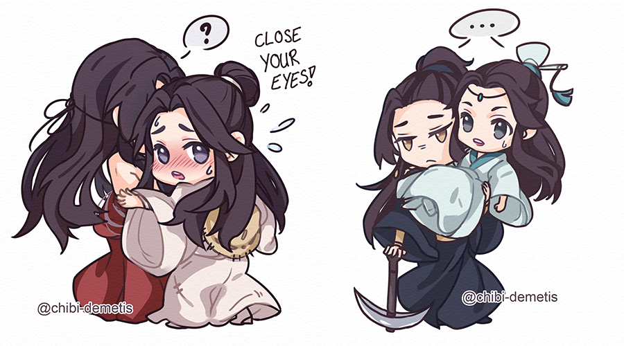 Xie Lian fumbled and tumbled to his side and...