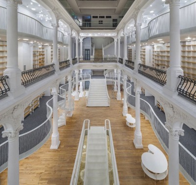 mymodernmet:<br /><br />This magnificent new bookstore is a treasure trove for literature lovers and architecture enthusiasts alike. Recently opened in Bucharest, Romania, the six-story Carousel of Light houses 10,000 books for sale. The building’s 19th-century façade and interior was restored to preserve its breathtaking details. With a first-floor modern art gallery and top-floor bistro included in the facility, the Carousel of Light truly incorporates a sampling of the best of fine arts and culture.