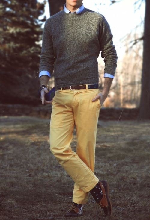 thedappermatter:Classy way to wear yellow pants