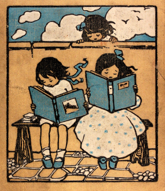 Reading… detail from an early 20th century book cover design - Blackie & Son Ltd c1910