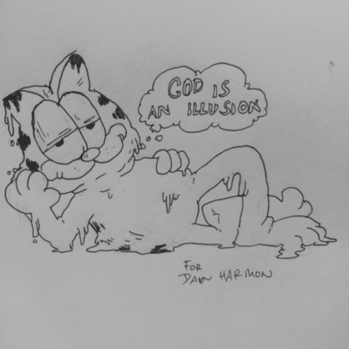 punchdrunkcomic:Oh and I drew Garfield for @danharmon and then...