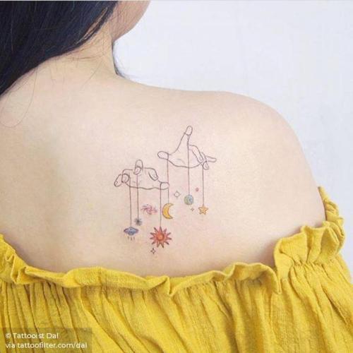 By Tattooist Dal, done in Seoul. http://ttoo.co/p/30994 hand;anatomy;astronomy;puppet;toy;solar system;facebook;shoulder blade;twitter;game;medium size;dal;illustrative