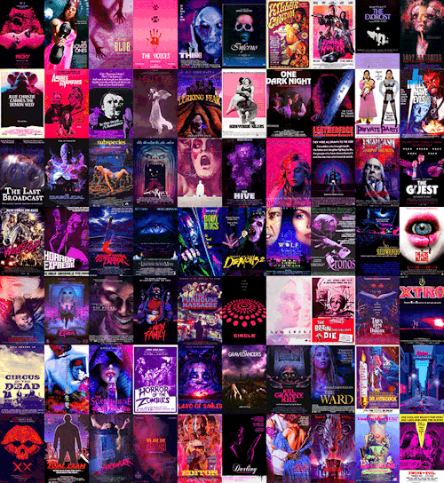 midnightmurdershow:The colors of horror movie posters