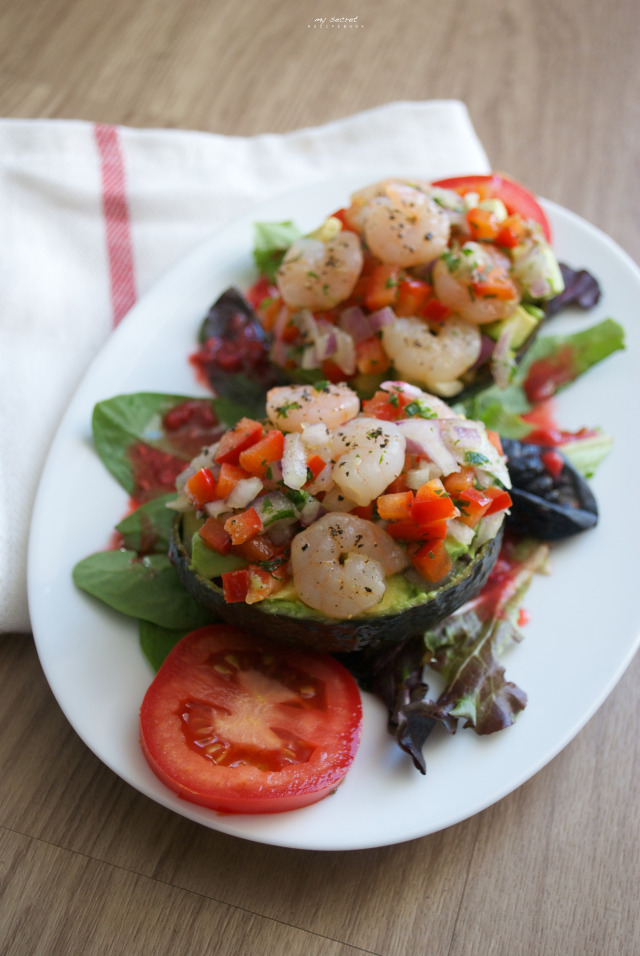 Stuffed Avocado, Baby Shrimp Salad This delicious... | My Secret Recipe ...