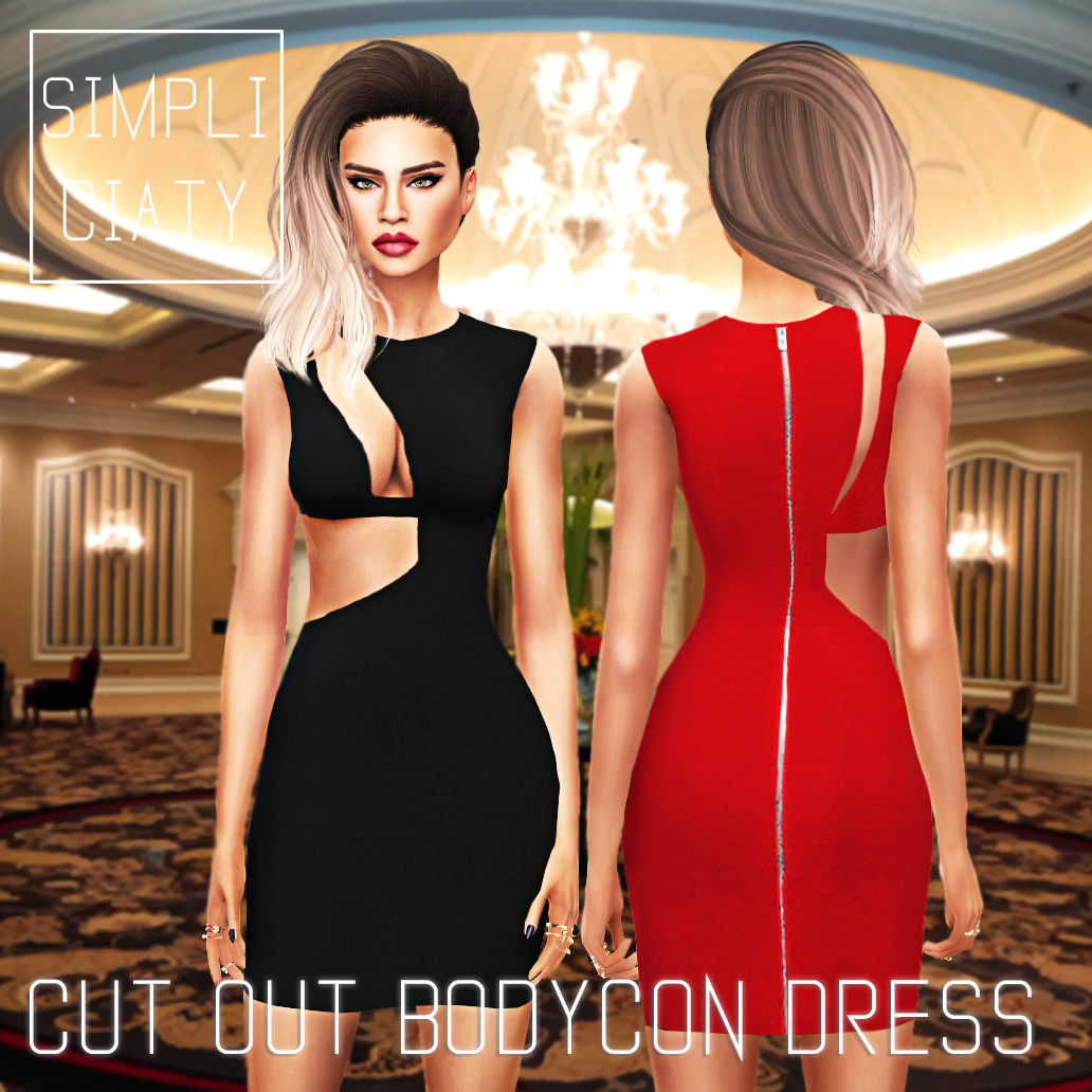 Sims CC Simpliciaty CUT OUT BODYCON DRESS