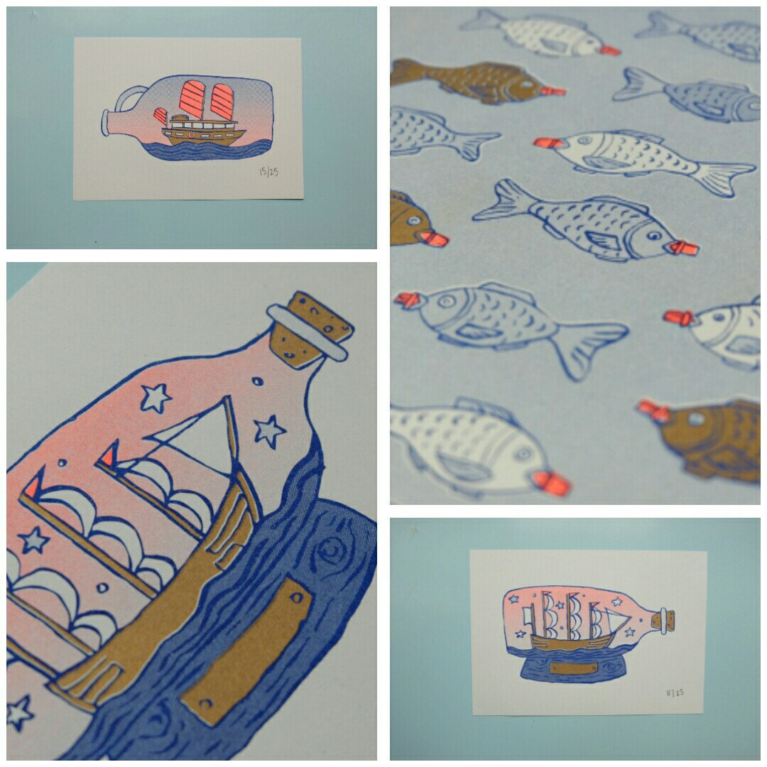 This project brought together two great loves. A love of risograph printing, it’s texture, process and imperfections. And a love and fascination with tiny boats in bottles. I often get mesmerised by the bottles when I see them in charity shops and...