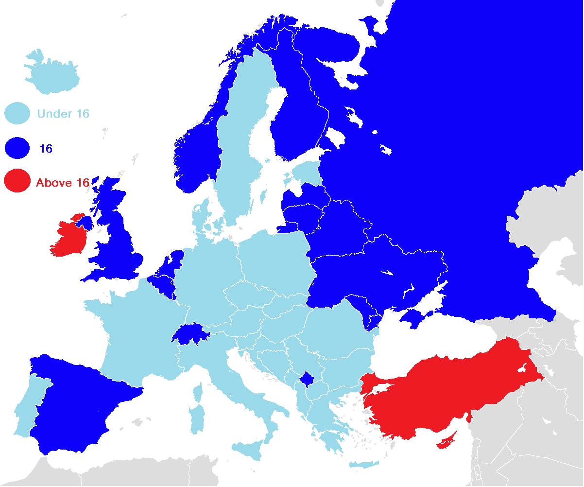 Generalized Age Of Consent In Europe More By Maps On The Web 