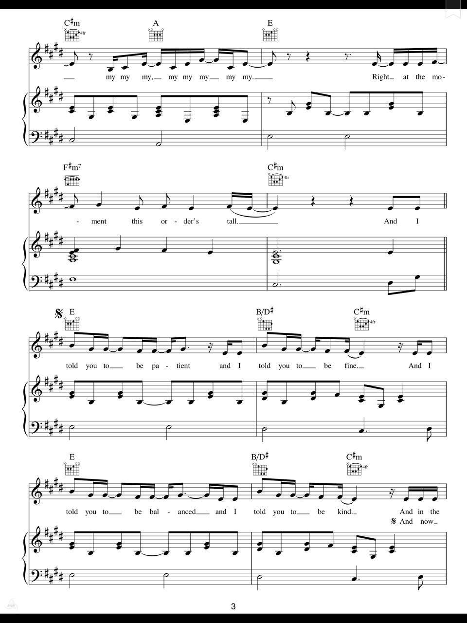 Piano Sheet Music — Skinny Love Birdy (Piano Sheet)