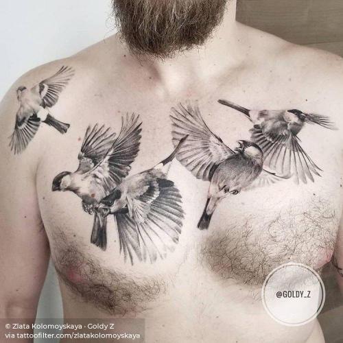 By Zlata Kolomoyskaya · Goldy Z, done in Manhattan.... animal;big;bird;black and grey;bullfinch;chest;facebook;healed;other;twitter;zlatakolomoyskaya