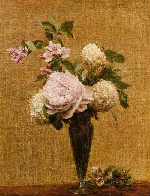 artist-latour:Vase of Peonies and Snowballs, Henri...