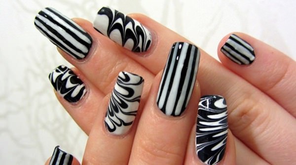 Buff And Polish Stripes And Water Marble Black On White On Black