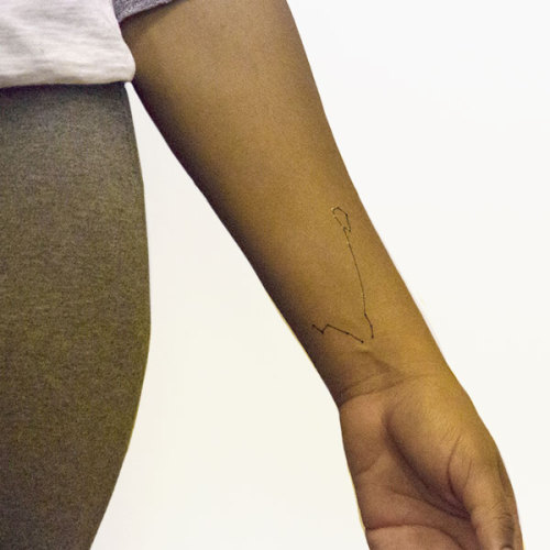 Glowing Pisces constellation temporary tattoo on the forearm,... constellation;pisces contellation;temporary