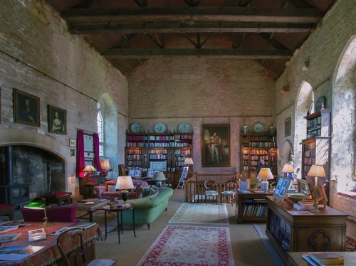 cair–paravel:The books in the great hall at Markenfield Hall,...