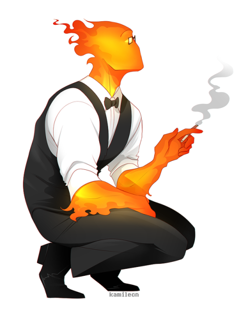 kamilecn:Grillby takin’ a smoke break