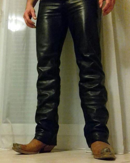 guys in leather pants.: Photo