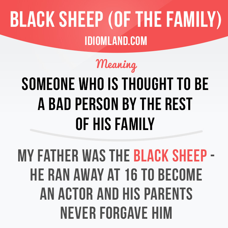 Idiom Land Black Sheep Of The Family Is Someone Who Is