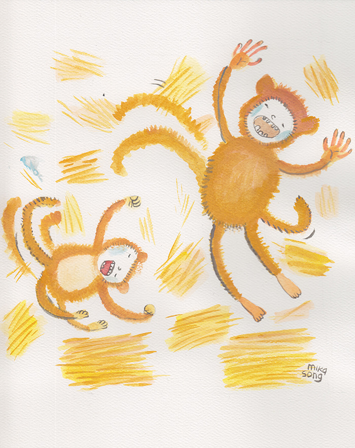 Will Draw For Good Monkeys Swinging Together By Mika Song