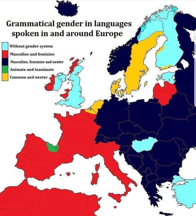 Genders in languages. - Maps on the Web