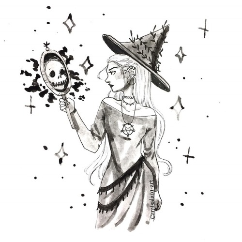 camisala01-art:Inktober day 9- glass/mirron witch! 