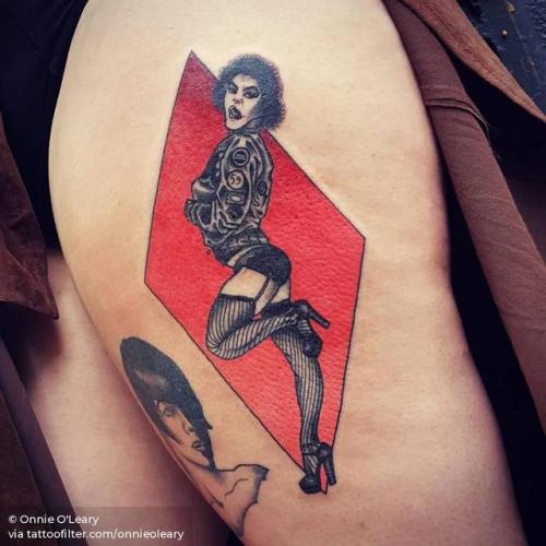 By Onnie O'Leary, done at The Lions Den Tattoo, Sydney.... film and book;comic;onnieoleary;dr frank n furter;fictional character;big;the rocky horror picture show;cartoon;thigh;facebook;twitter
