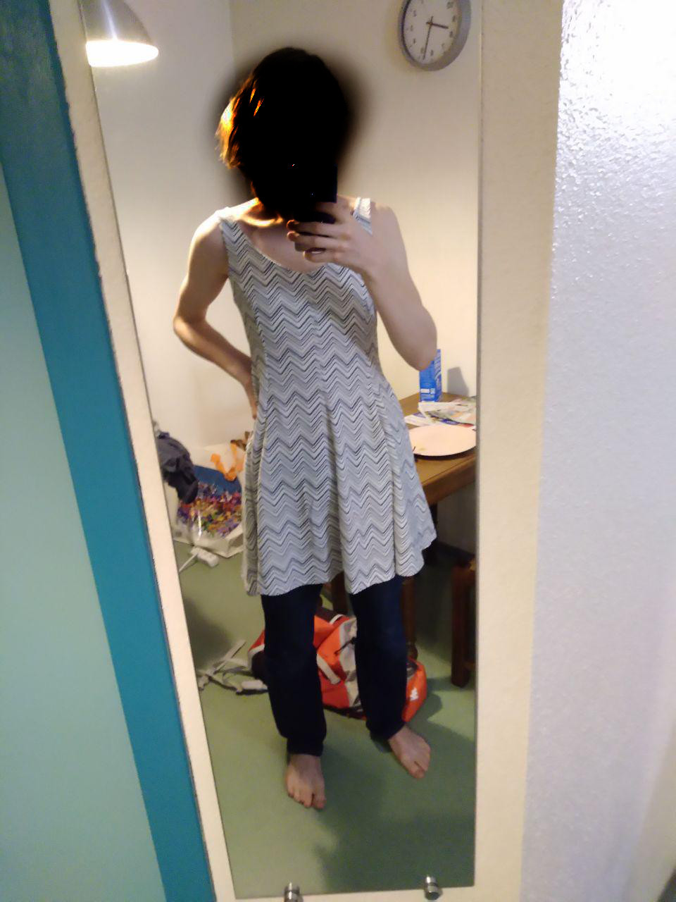 picture of me in a dress, head blurred