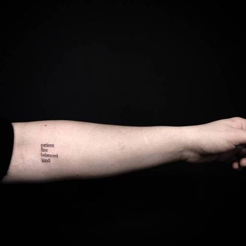 By Jin · Hoa Eternity, done at Mischief Tattoo, Manhattan.... small;jin;languages;tiny;patient kind balanced fine;ifttt;little;typewriter font;english;minimalist;font;inner forearm;quotes;english tattoo quotes