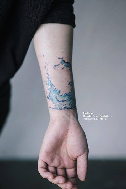 Tattoo tagged with: small, white, tiny, blue, wave, little, forearm ...