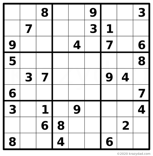 daily sudoku solve this puzzle at krazydad challenging