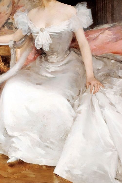 c0llar-bones:A Young Woman in a White Dress by Joannon-Navier,...