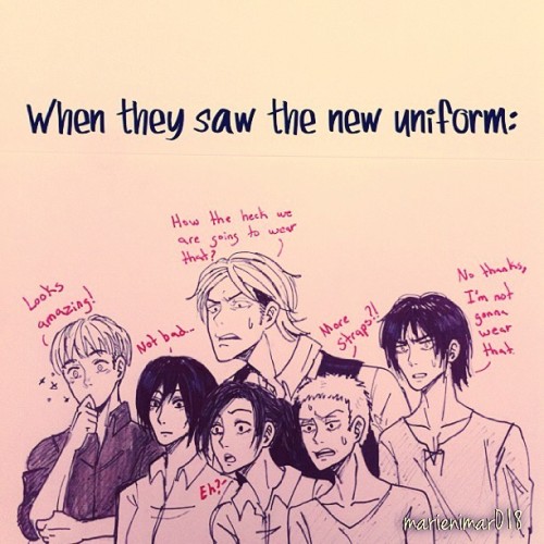 flamingbluerose016:Their reactions: Armin: Looks amazing!...