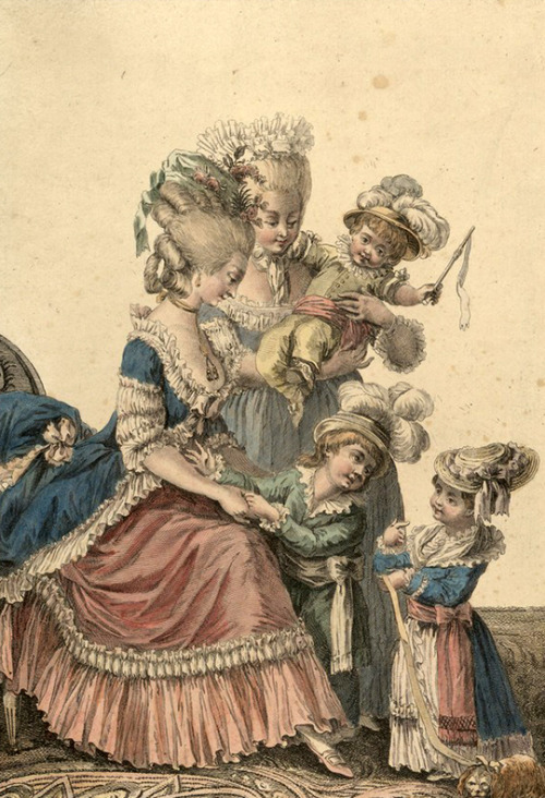 An engraving depicting the children of the comte and comtesse d'Artois and two governesses, 18th century. [credit: Bibliothèque nationale de France, département Estampes et photographie]