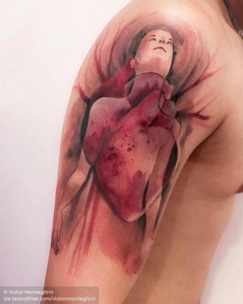 By Victor Montaghini, done in São Paulo. http://ttoo.co/p/30006 sketch work;anatomy;victormontaghini;heart;big;watercolor;love;facebook;twitter;anatomical heart;upper arm