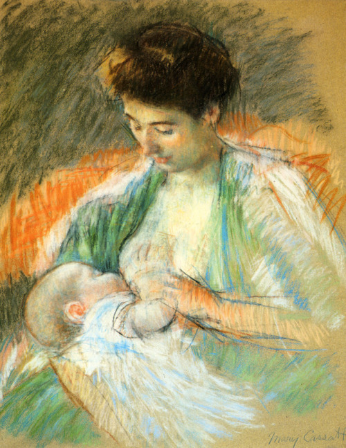 artist-cassatt:Mother Rose Nursing Her Child, Mary...
