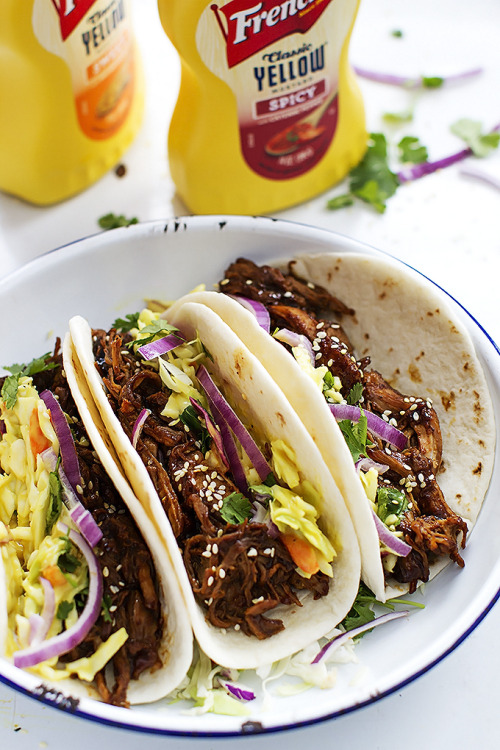 boozybakerr:Slow Cooker Korean BBQ Pork Tacos