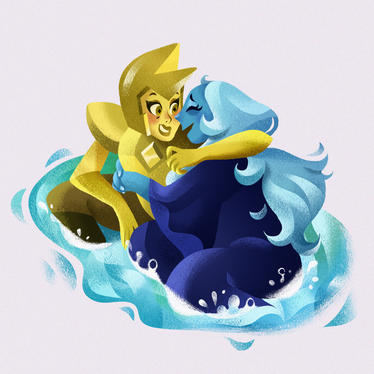 “She’s so strong, but so weak when it comes to Blue” They’re so cute together! Yellow’s apparently got jokes and Blue loves it!