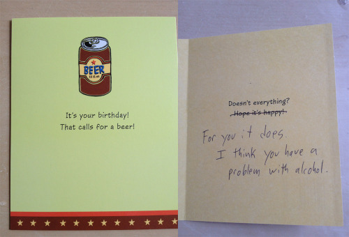Photo 6 in the greeting card project. (Long story short: in an attempt to insert absurdity into strangers lives, I go to pharmacies around the country and buy a bunch of greeting cards. I take them home and sign all of them, and bring them back and reinsert them on the shelves.)